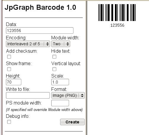 Linear Barcode Demo application (screen shot from running in WEB-browser)